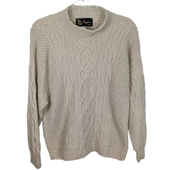 Foxglove Ireland Mary Lavery Collection Handknit 100% Alpaca Cream Cable Knit - Picture 1 of 9
